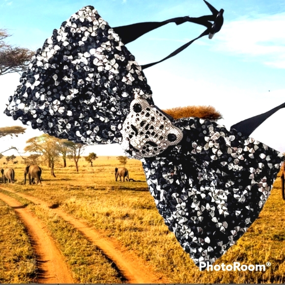 Mens blinged out leopard bowtie wedding groom black tie suit custom handmade - Picture 15 of 15